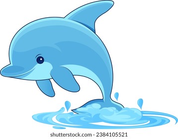 A cute cartoon Dolphin jumping out of the water vector illustration