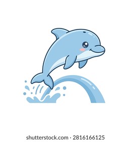 Cute cartoon dolphin leaping