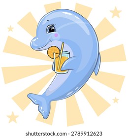 Cute cartoon Dolphin and