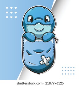 Cute-Cartoon-Delfin in der Tasche