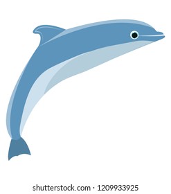 
A cute cartoon dolphin in sea 
