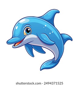 Cute cartoon dolphin Vector art