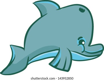 A cute cartoon dolphin - Vector clip art illustration on white background