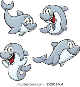 Cute cartoon dolphin. Vector clip art illustration with simple gradients. Each in a separate layer.