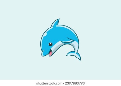 Cute Cartoon Dolphin Vector Illustration – Playful Sea Animal Icon
