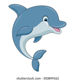 Cute cartoon dolphin. Vector illustration.