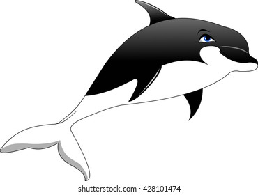 Cute cartoon dolphin. Vector illustration with simple gradients. All in a single layer.