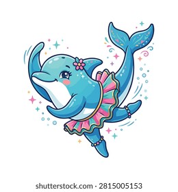 Cute cartoon dolphin wearing