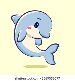 cute cartoon dolphins vector design for elements, clipart, ands sticker. animal cartoon vector cute