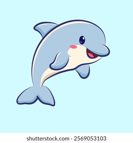 cute cartoon dolphins vector design for elements, clipart, ands sticker. animal cartoon vector cute