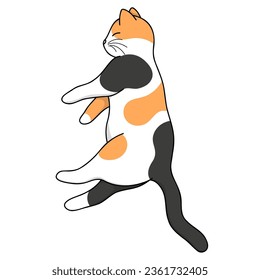 Cute cartoon domestic cat sleeping. Isolated on white background vector illustration. Animal nature icon, flat