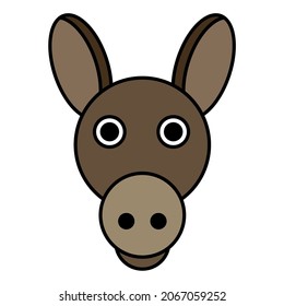 Cute cartoon Donkey Face.vector illustration