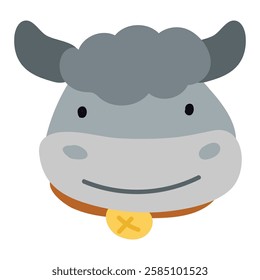 Cute cartoon donkey icon. Flat illustration of cute donkey vector icon for web design