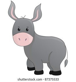cute cartoon donkey isolated on white background