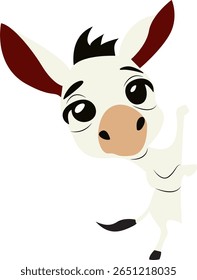 Cute Cartoon Donkey Peeking Illustration hand drawn