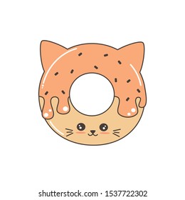 cute cartoon donut cat funny vector illustration