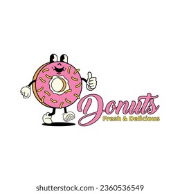 a cute cartoon donut vector illustration logo