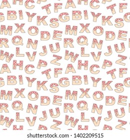 cute cartoon donuts glazed letters seamless vector pattern background illustration