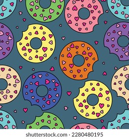 Cute Cartoon Donuts Kids Vector Background Pattern Seamless