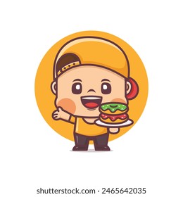 cute cartoon with donuts, vector illustration for culinary industry, cartoon logo, sticker, icon.