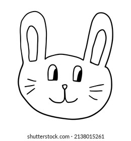 Cute cartoon doodle bunny isolated on white background. Funny rabbit. 