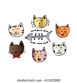 Cute Cartoon Doodle Cats