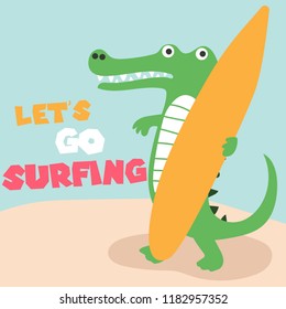 cute cartoon doodle crocodile, vector illustration