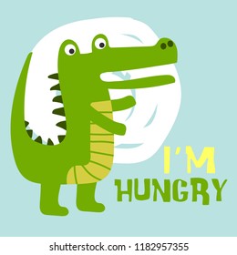 cute cartoon doodle crocodile, vector illustration