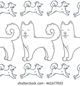 Cute cartoon doodle dog hand-drawn character