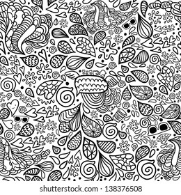 Cute cartoon doodle hipster seamless pattern. Pattern for your design, wallpaper, background, fabric textile.