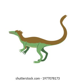 Cute cartoon doodle juravenator, isolated on white background. Vector illustration