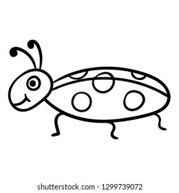 Cute cartoon doodle linear bug isolated on white background. Vector illustration. 