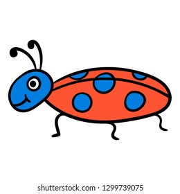 Cute cartoon doodle linear bug isolated on white background. Vector illustration. 