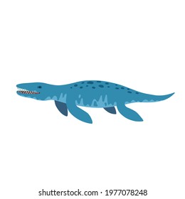 Cute cartoon doodle liopleurodon, isolated on white background. Vector illustration