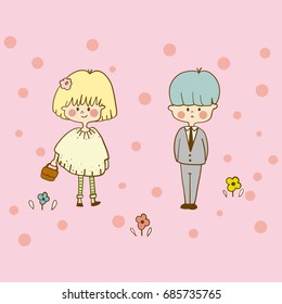 Cute cartoon doodle on white background