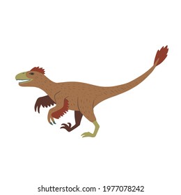 Cute cartoon doodle oviraptor, isolated on white background. Vector illustration