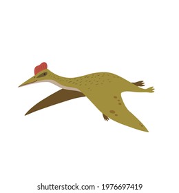 Cute cartoon doodle quetzalcoatlus, isolated on white background. Vector illustration