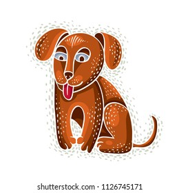 Cute cartoon doodle red golden dog puppy vector illustration, nice pet sitting.
