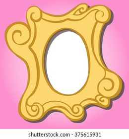 Cute cartoon doodle yellow frame on pink background