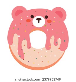 cute cartoon doughnut with bear character design