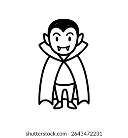 Cute Cartoon Dracula with Cape – Friendly Halloween Vampire Character for Kids Illustration or Party Decor – Vector Illustration