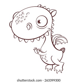 cute cartoon dragon with big head and small wings