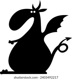 Cute cartoon dragon.
Cute cartoon dragon. Black and white illustration
