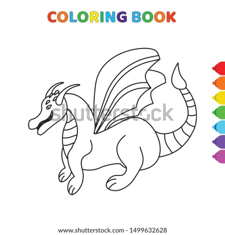 cute cartoon dragon front view coloring book for kids. black and white vector illustration for coloring book. dragon front view concept hand drawn illustration