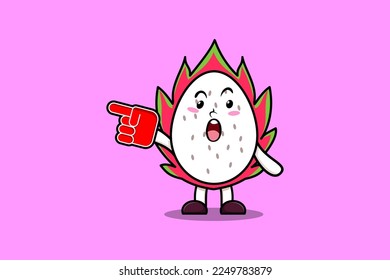 Cute Cartoon Dragon fruit with foam finger glove in modern design