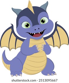 Cute cartoon dragon on transparent background