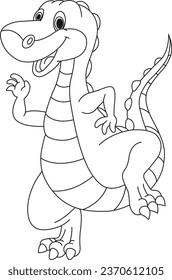 Cute cartoon dragon outlines for coloring isolated on white background