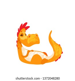 Cute cartoon dragon. Vector illustration in children's style.