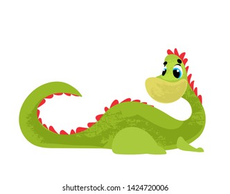 Cute cartoon dragon. Vector illustration in children's style, for children's books, posters, stickers or room decor