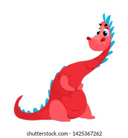 Cute cartoon dragon. Vector illustration in children's style, for children's books, posters, stickers or room decor